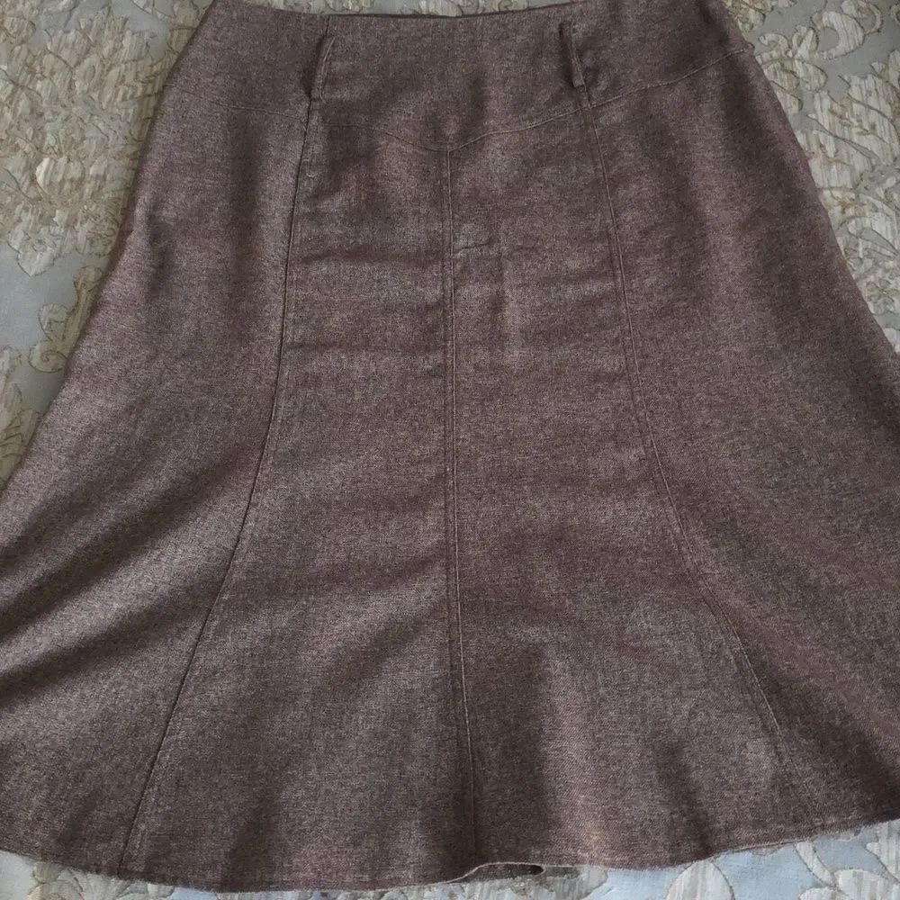 Chocolate Brown Heathered Ponte Knit Size 14 Skirt With Belt Loops